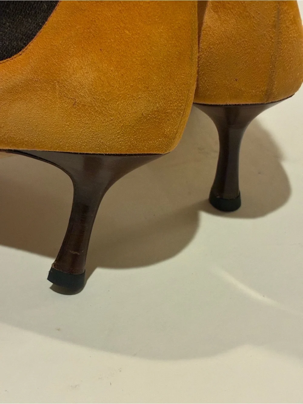 Lambertson Truex  suede pointed toe heeled ankle boots.  Stretch panels. Sz 39